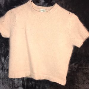 Cropped short sleeve sweater